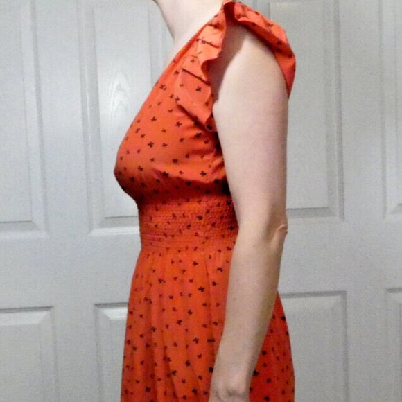Orange Dress Chiffon Layers London British Designer Schoolgirl Chic UK 10 = US 6 - Picture 4 of 10